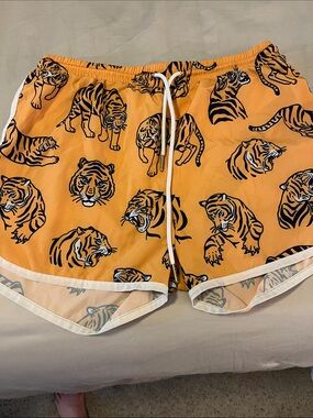 Women’s Orange Tiger Print Shorts